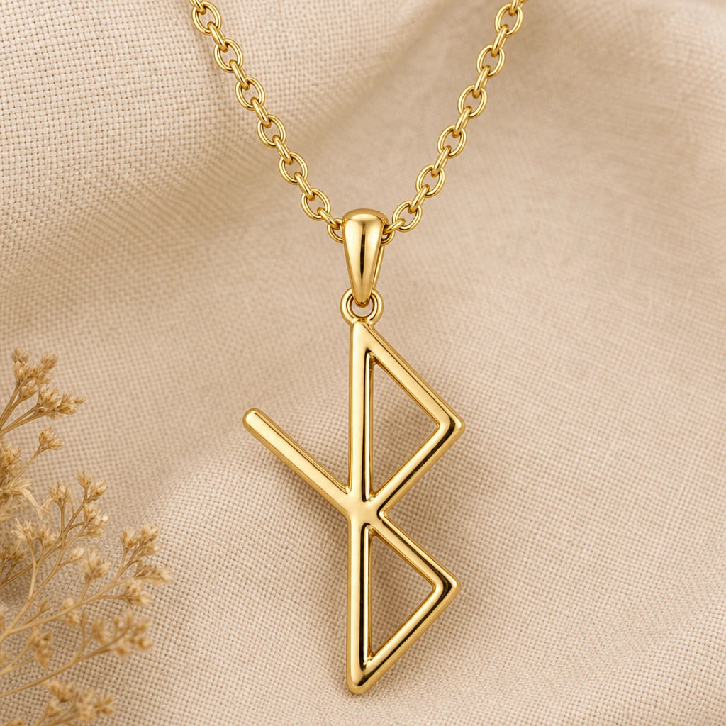Viking Healing Rune Pendant Necklace in 18k gold plated sterling silver