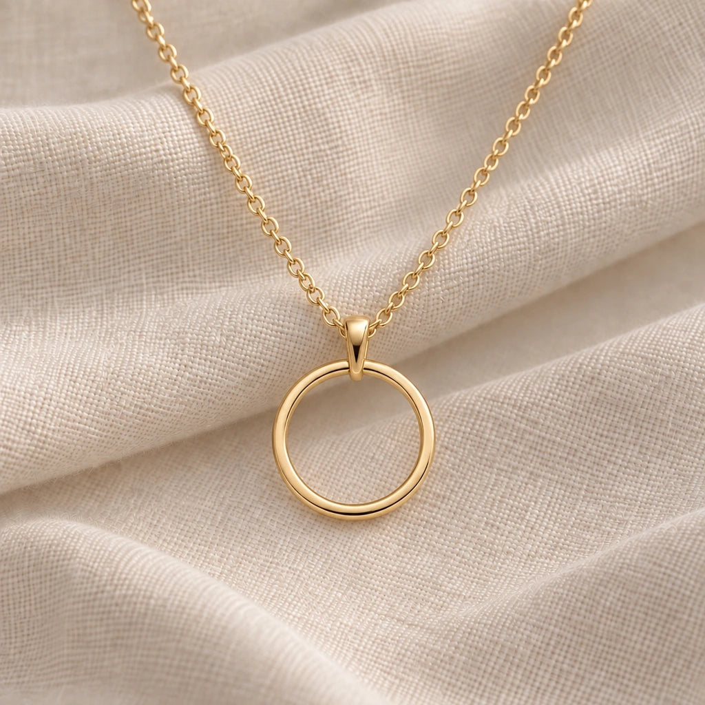 Open Circle Eternity pendant necklace in an 18k gold plated finish