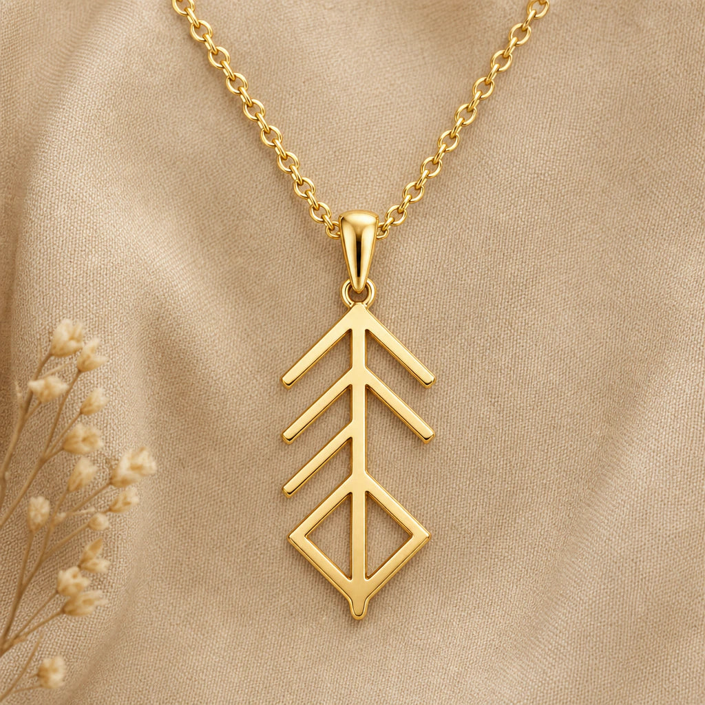 Viking Music Bind Rune Pendant Necklace in 18k gold plated sterling silver