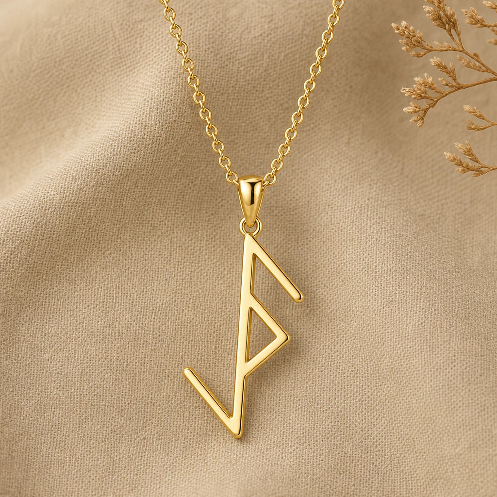 Viking Protection Rune Pendant Necklace in 18k gold plated sterling silver