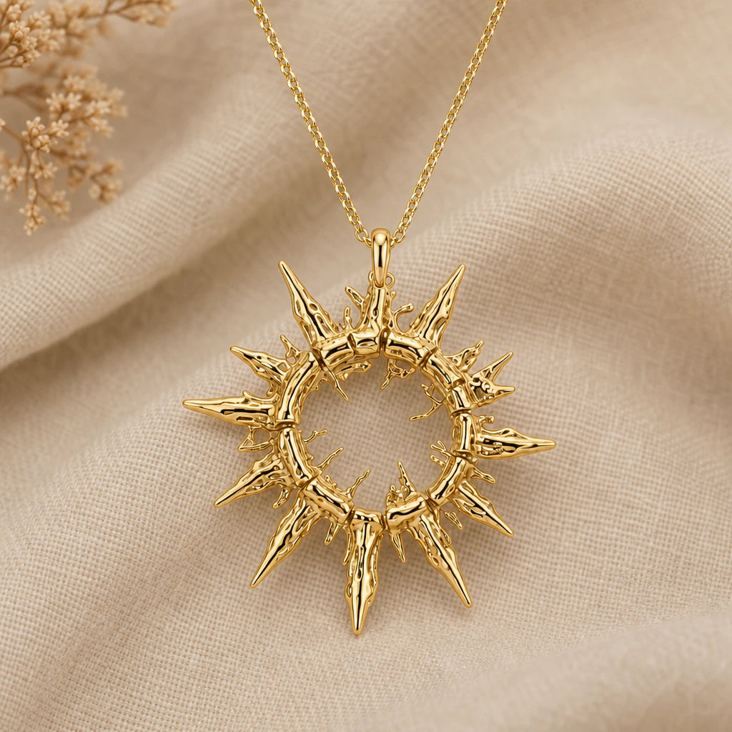 Solar fragment sun pendant necklace in 18k gold plated sterling silver