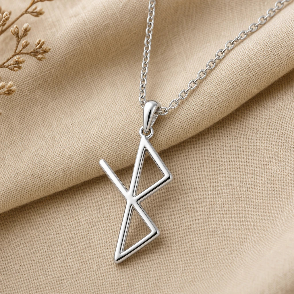 Viking Healing Rune Pendant Necklace in sterling silver