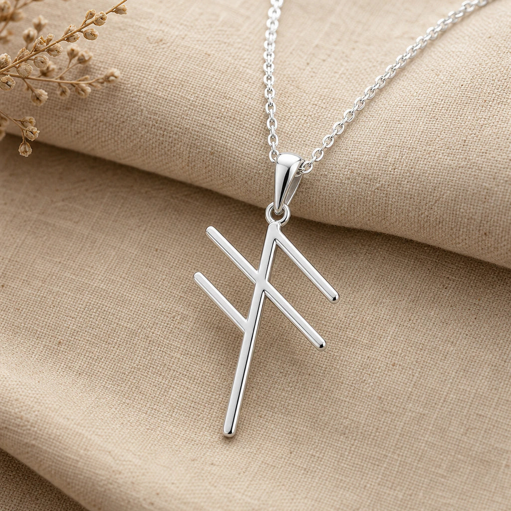 Viking Communication Rune Pendant Necklace in sterling silver