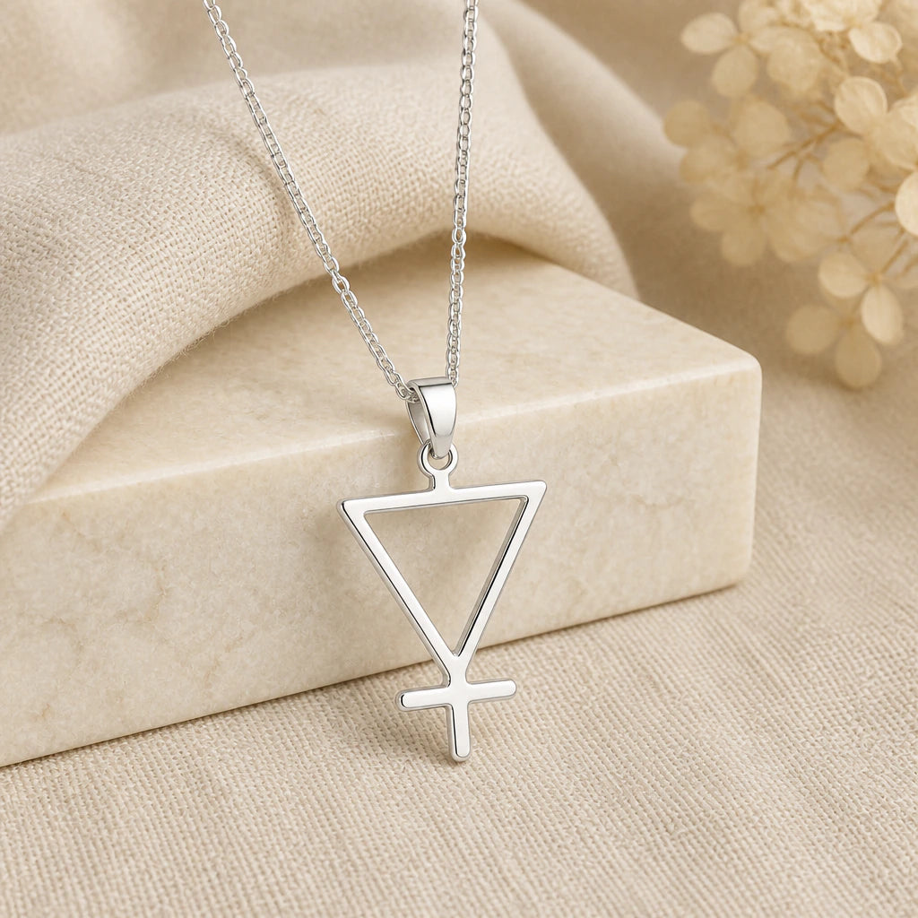 925 sterling silver earth element pendant necklace on softly folded cream linen