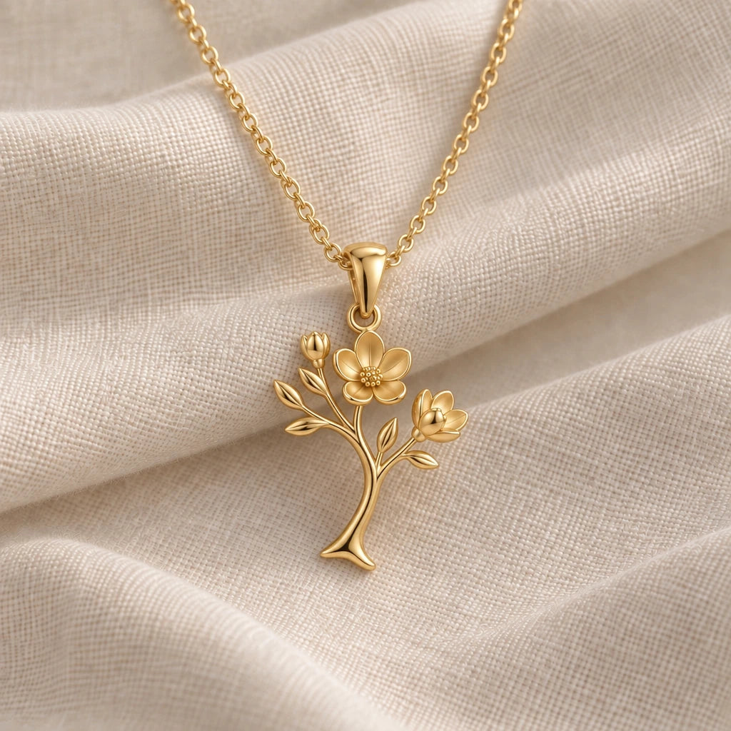 Magnolia Soft Bloom pendant necklace in an 18k gold plated finish