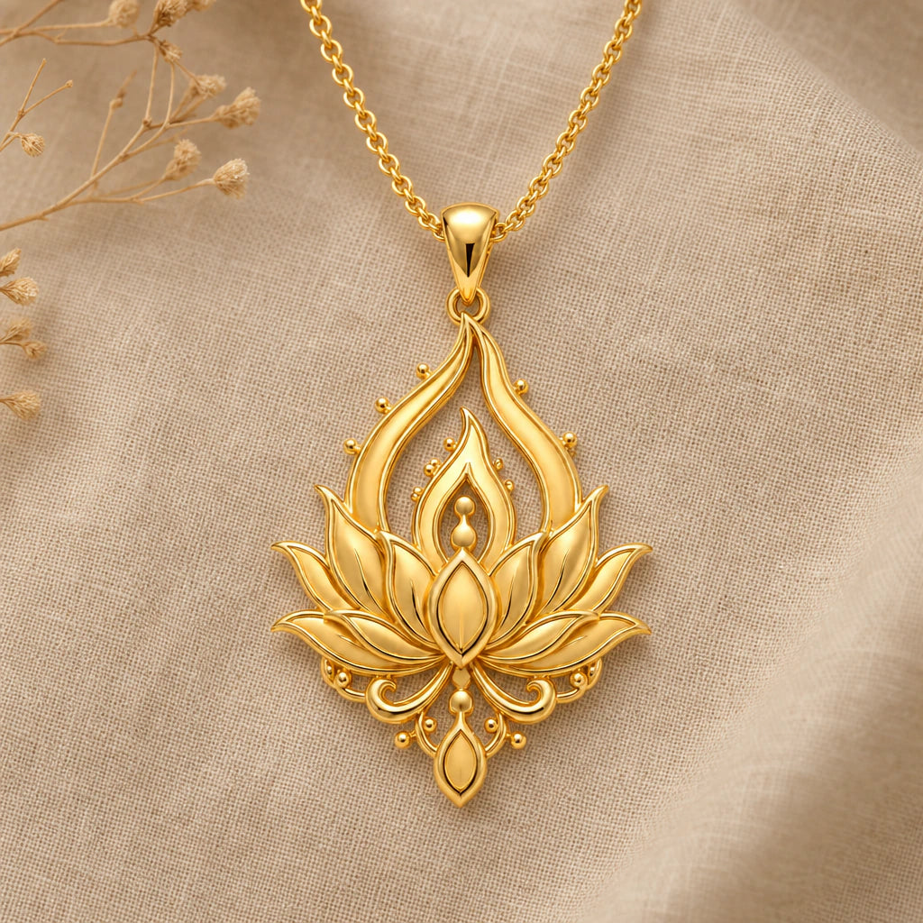 Lotus flame pendant necklace in 18k gold plated sterling silver