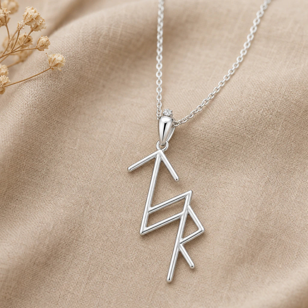 Viking Justice and Honour Bind Rune Pendant Necklace in sterling silver, second view