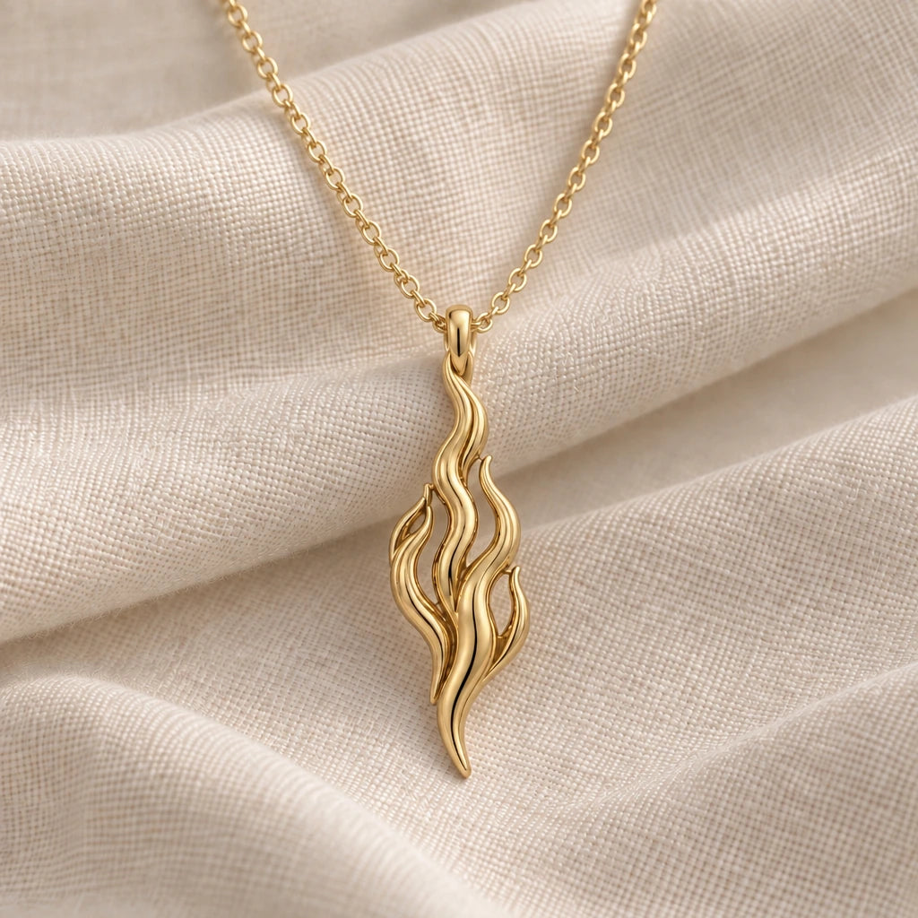 Flame of Venus pendant necklace in an 18k gold plated finish