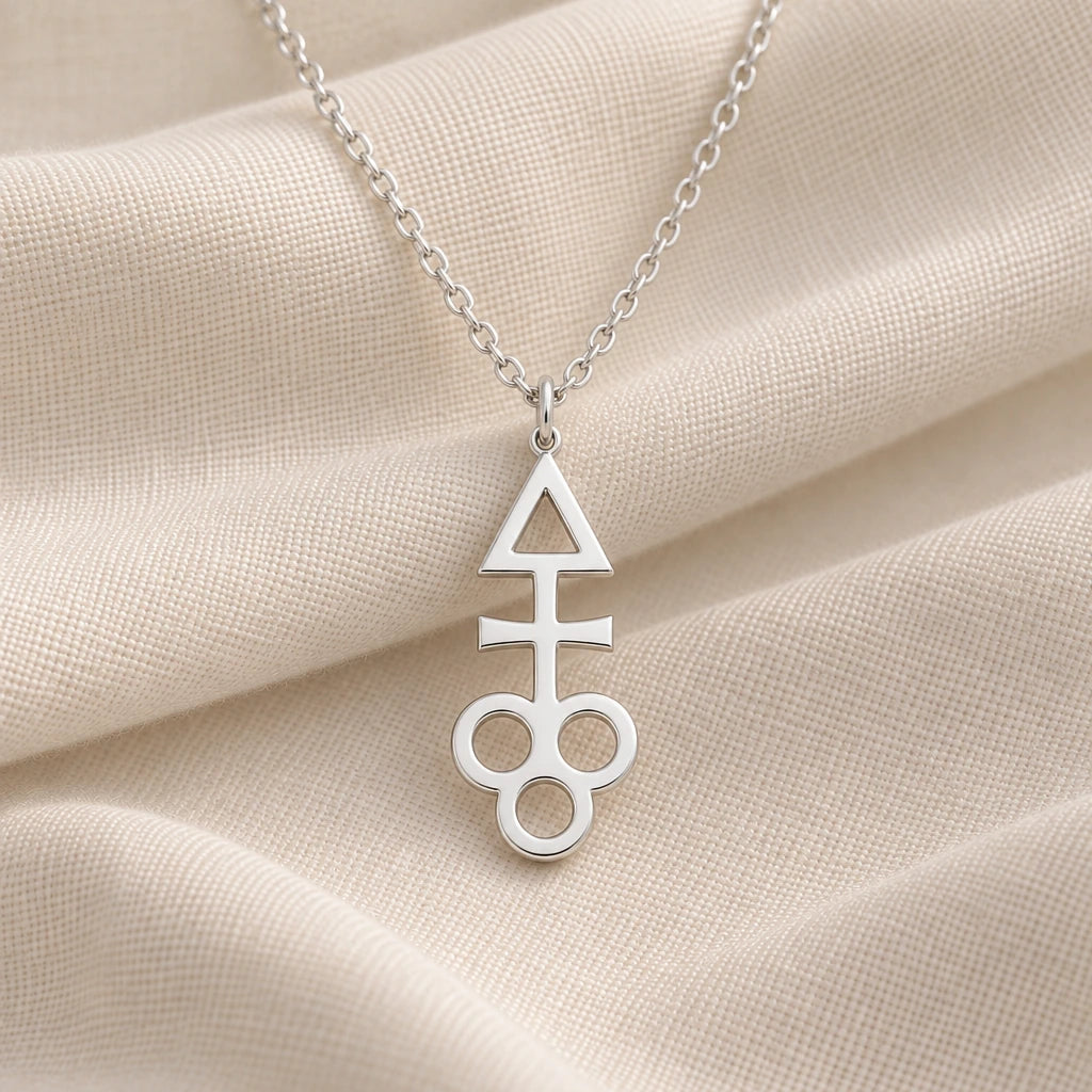 925 sterling silver dionysus symbol pendant necklace on cream fabric