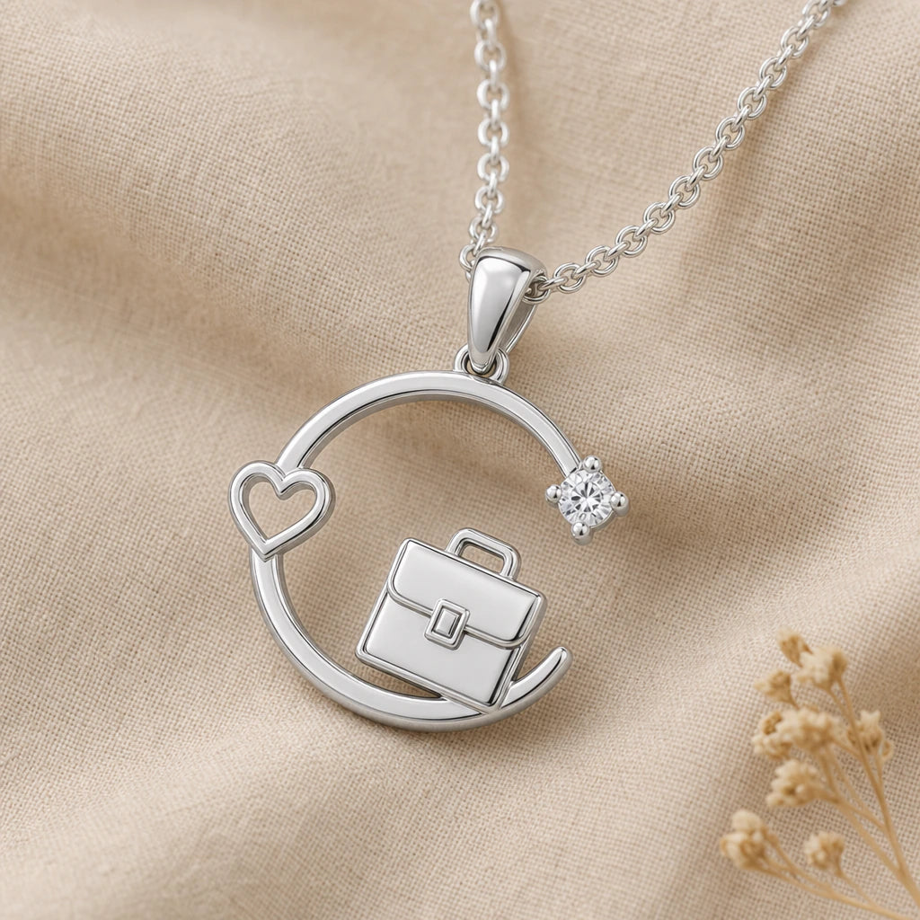 Briefcase Birthstone Star Pendant Necklace in sterling silver