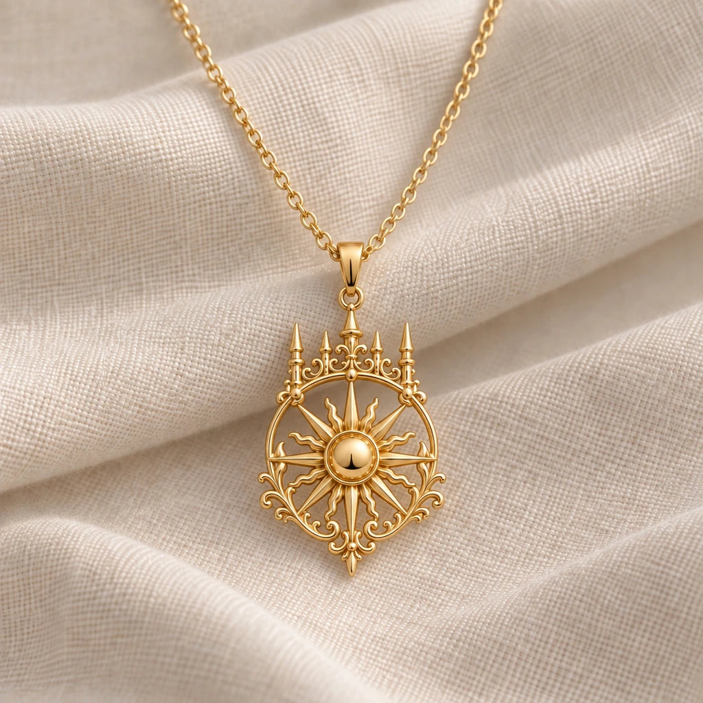 Royal Sunspire pendant necklace in an 18k gold plated finish