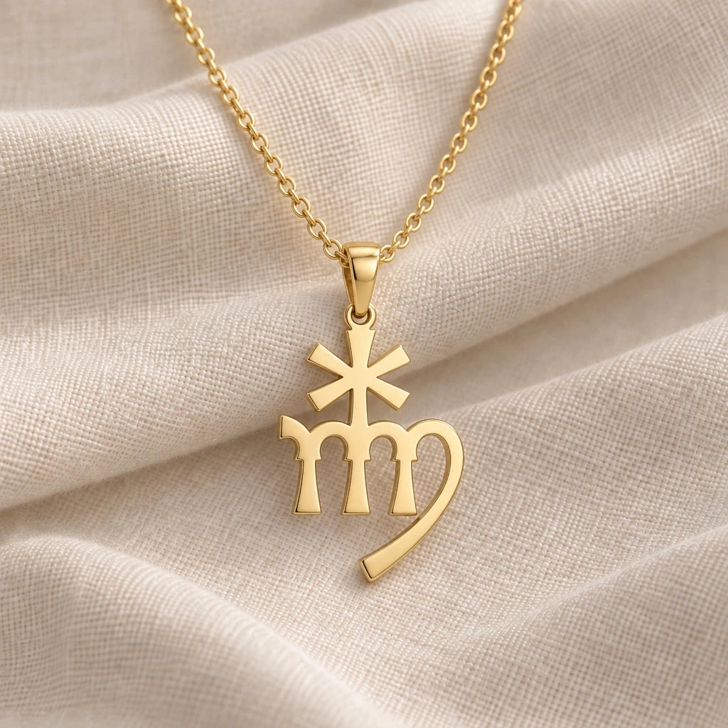 Astraea Asteroid Symbol pendant necklace in an 18k gold plated finish