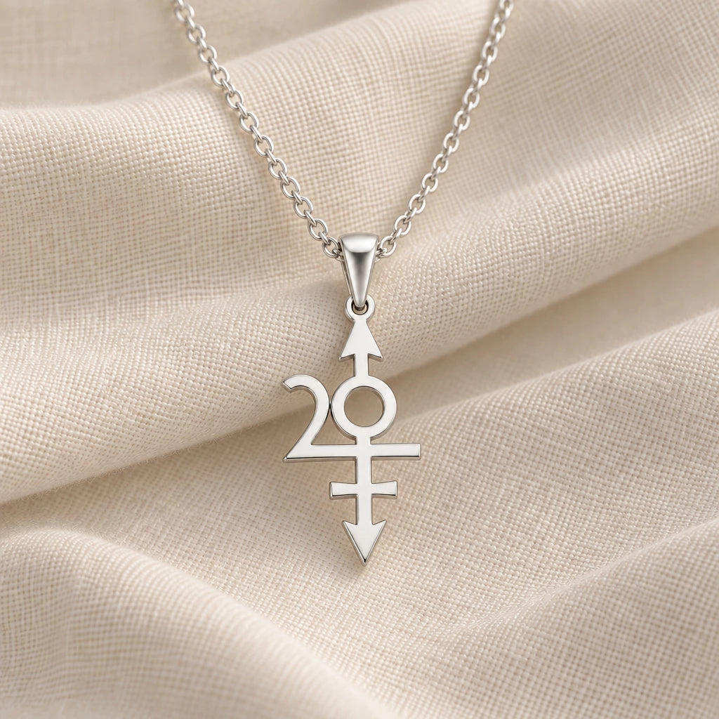 925 sterling silver nibiru symbol pendant necklace on cream fabric