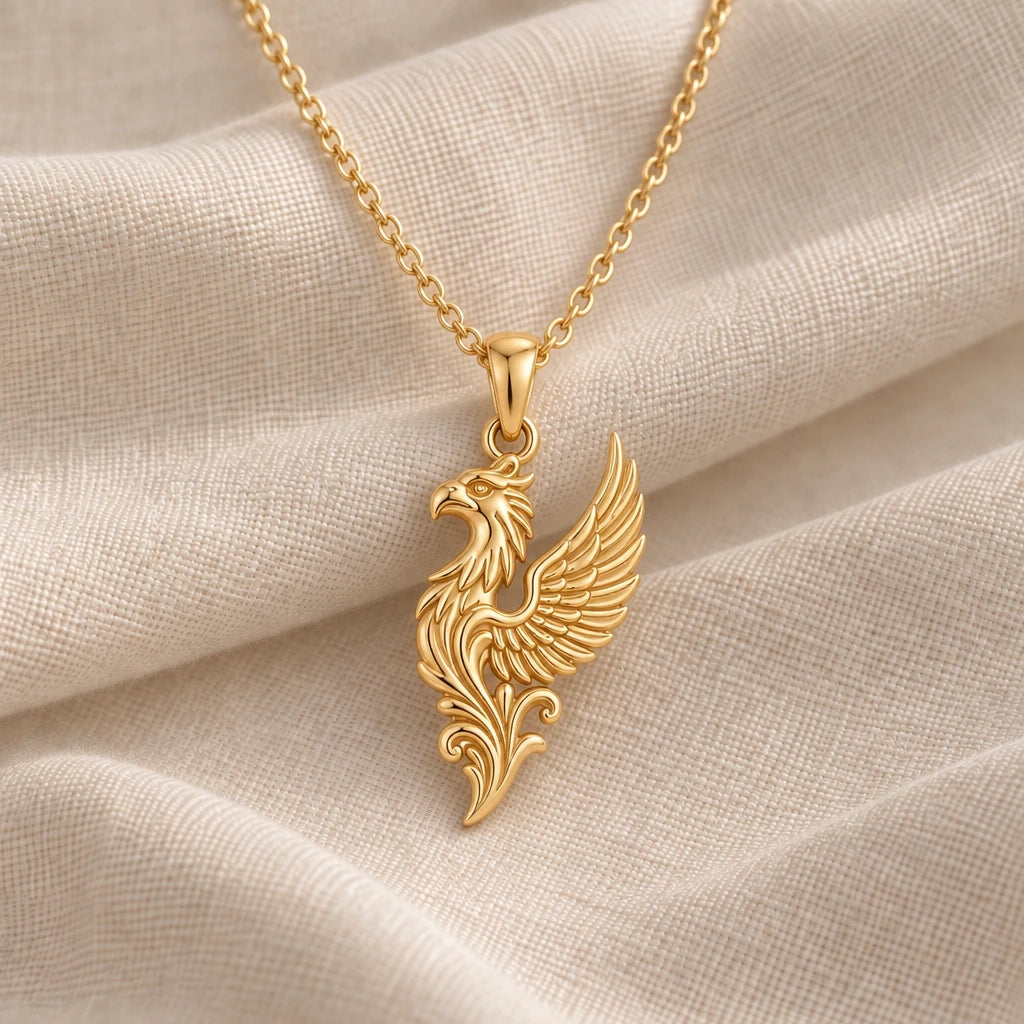 Griffin Wing pendant necklace in an 18k gold plated finish