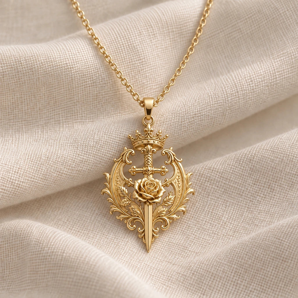 Sovereign Roseblade pendant necklace in an 18k gold plated finish