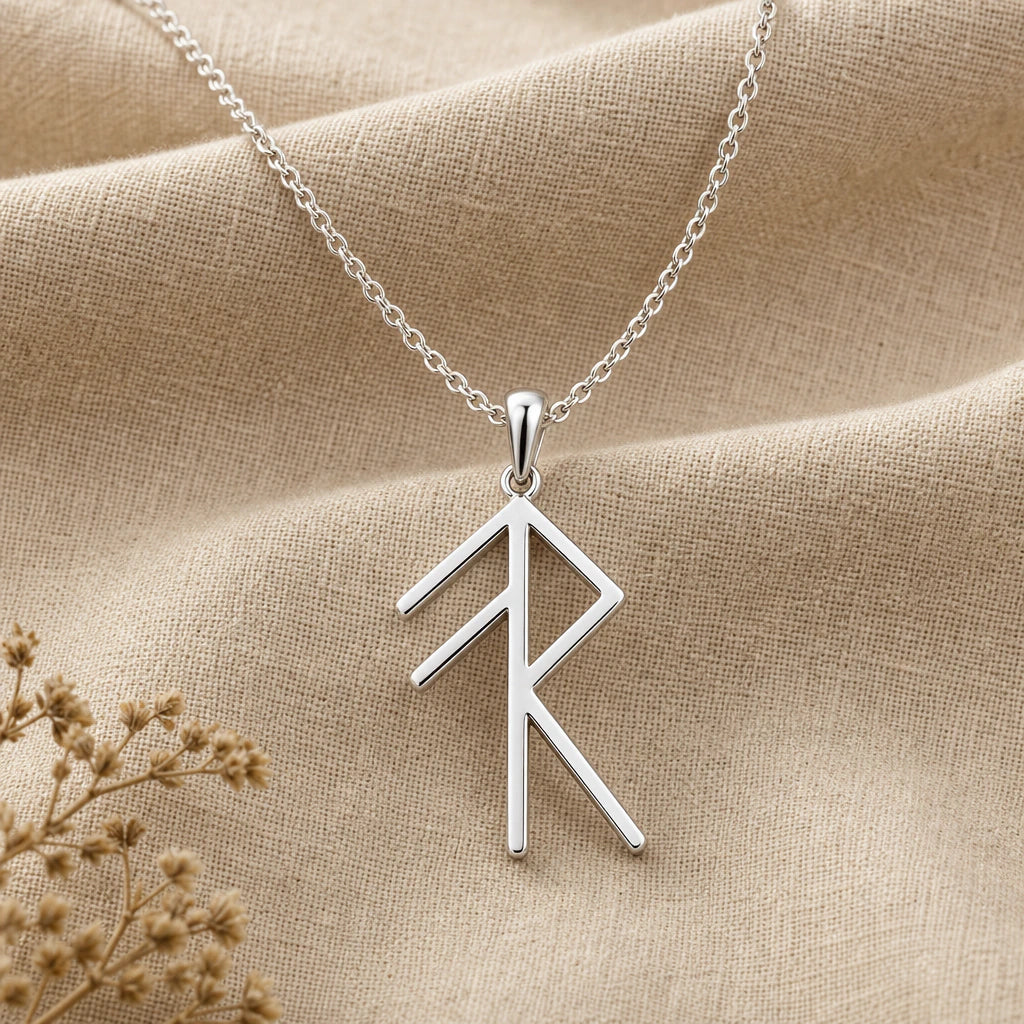 Viking Energy Bind Rune Pendant Necklace in sterling silver