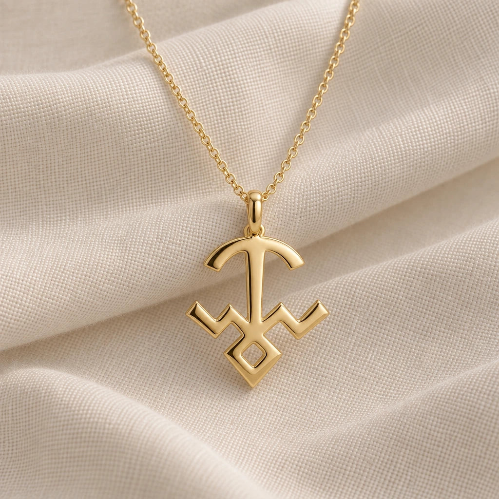 Mula Nakshatra Symbol pendant necklace in an 18k gold plated finish