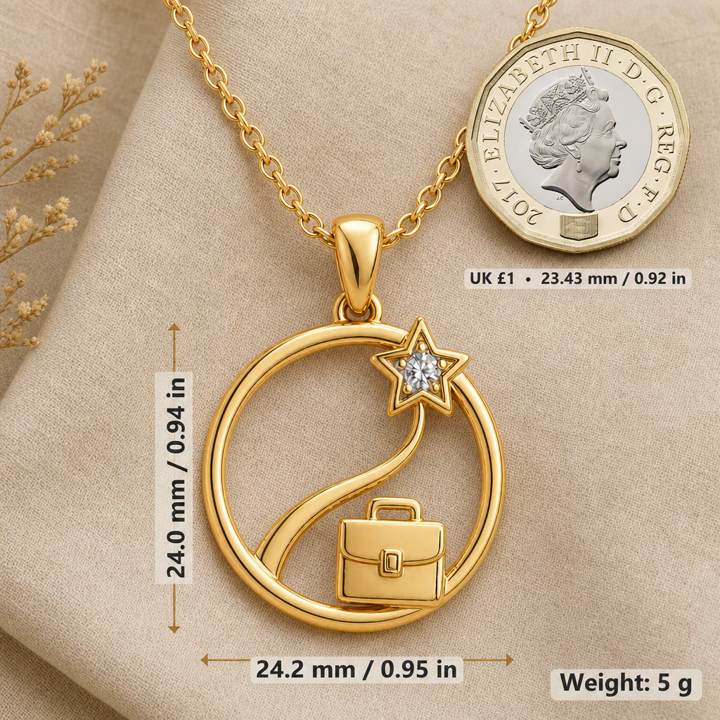 Career Path Star Birthstone Pendant Necklace size guide, 24 by 24.2 mm