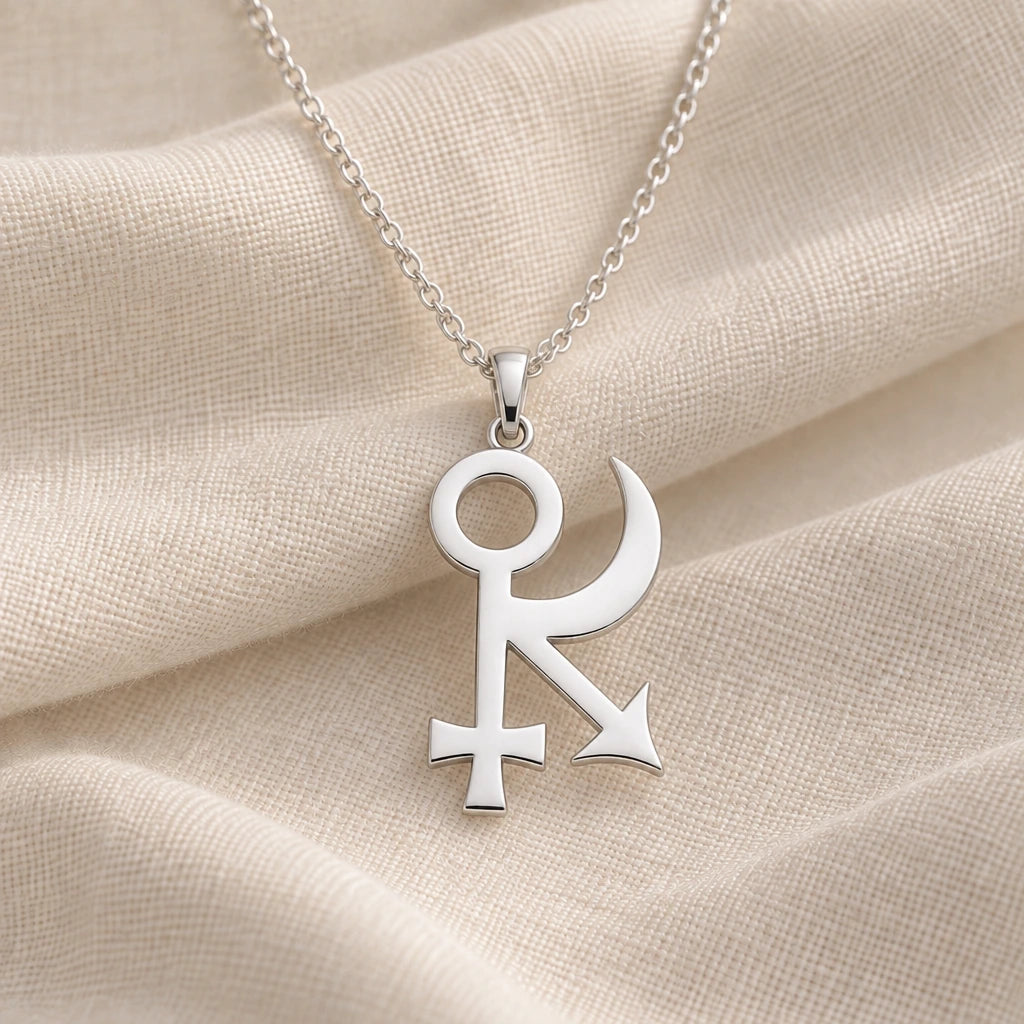 925 sterling silver sphinx asteroid symbol pendant necklace on cream fabric