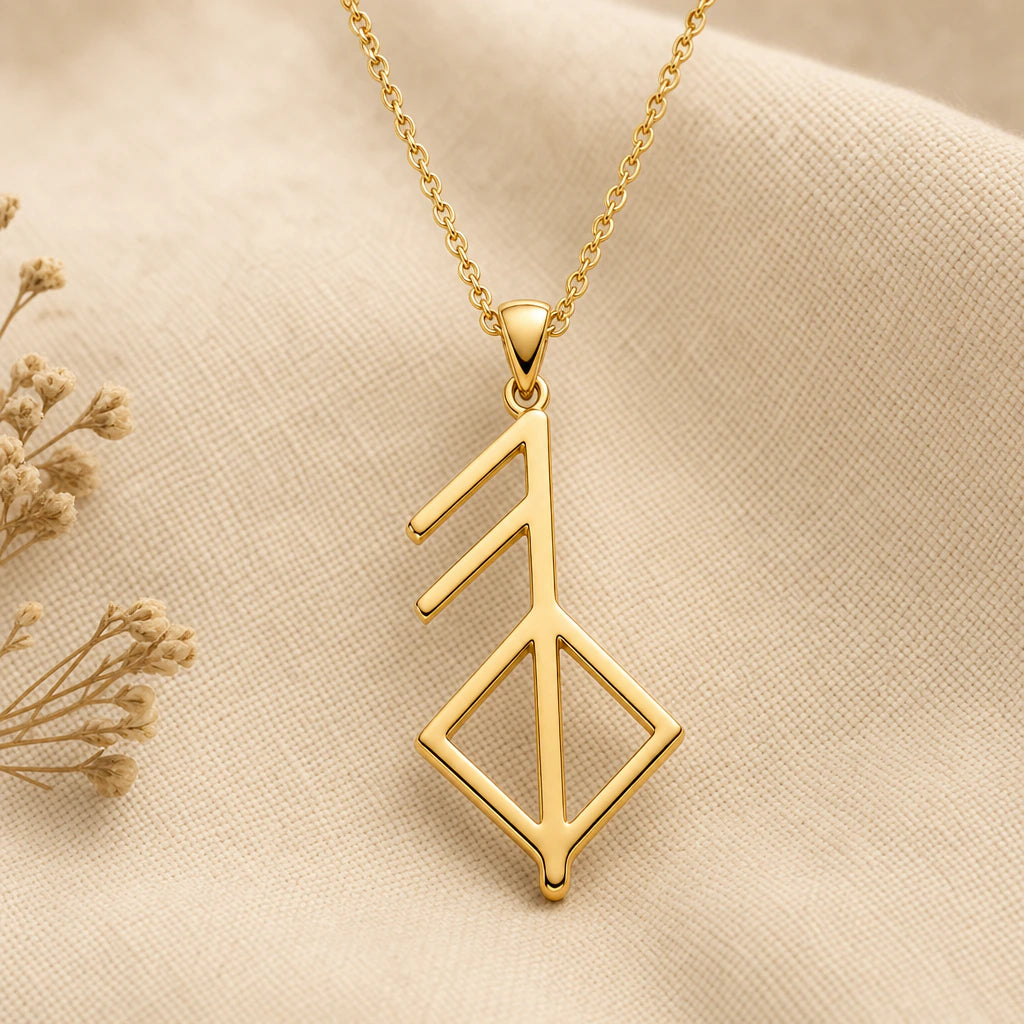 Growing Love Rune Pendant Necklace in 18k gold plated sterling silver