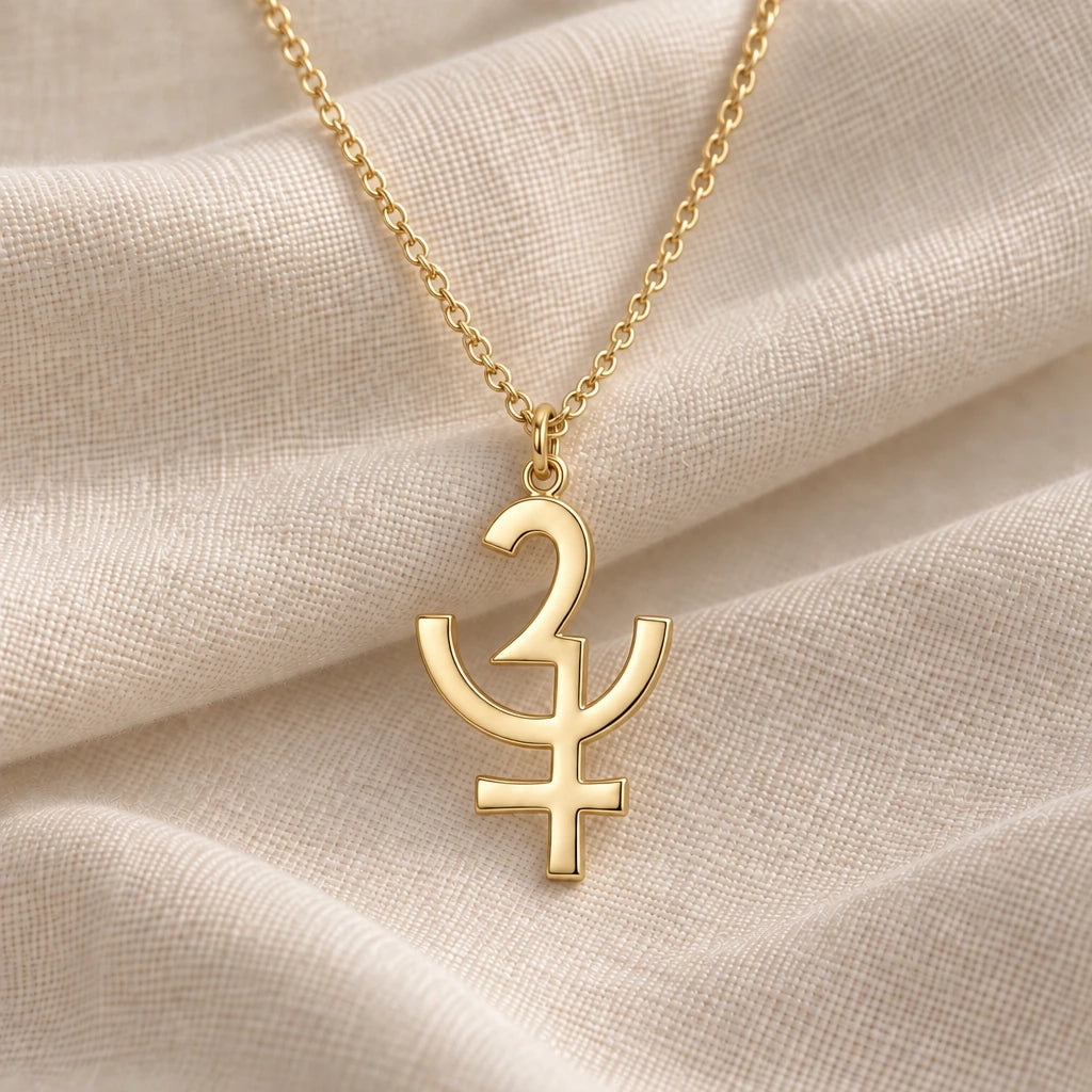 Erinyes Asteroid Symbol pendant necklace in an 18k gold plated finish