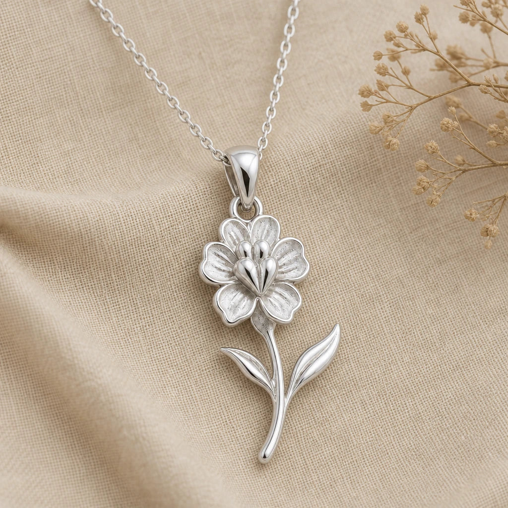 Snapdragon flower pendant necklace in 925 sterling silver