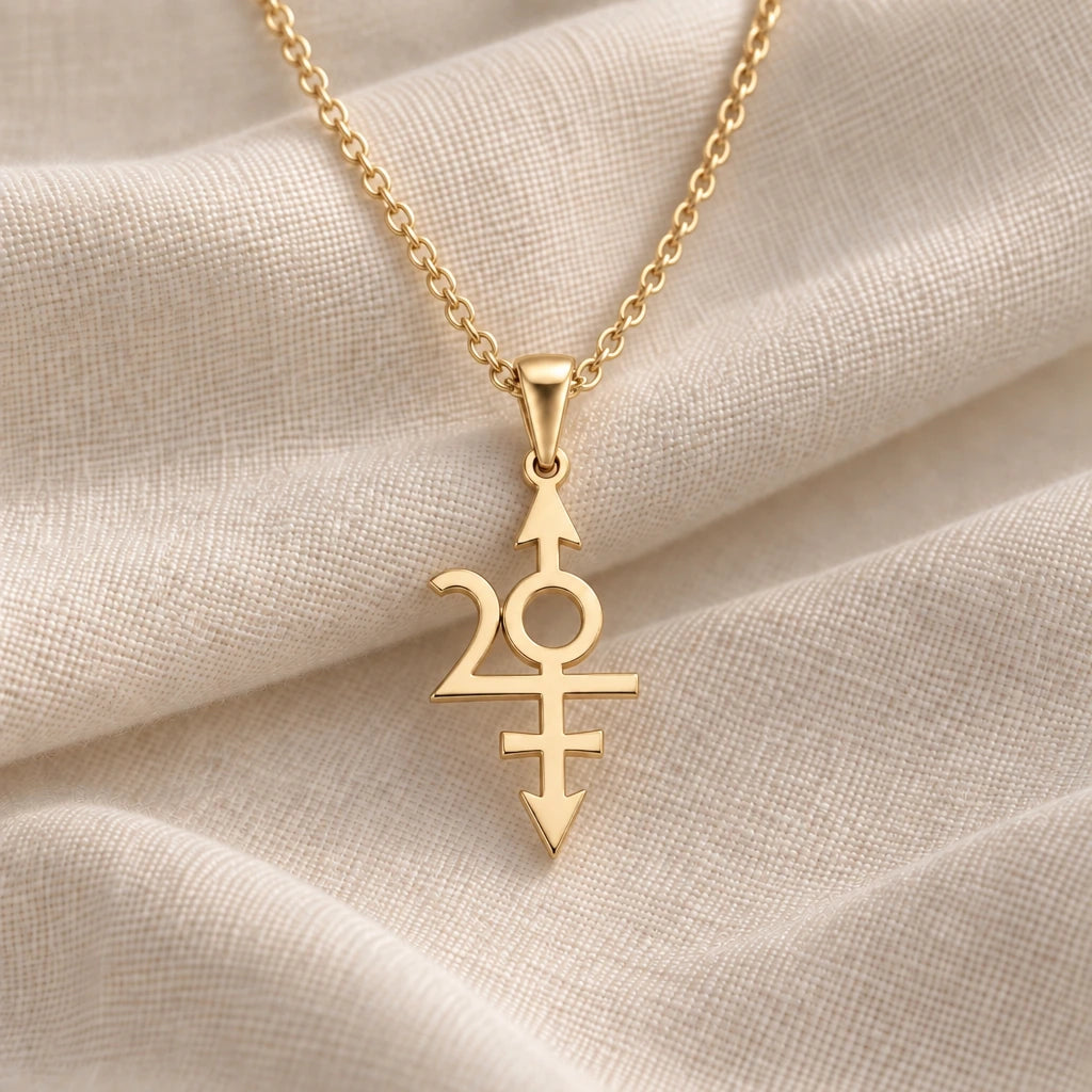 Nibiru Symbol pendant necklace in an 18k gold plated finish