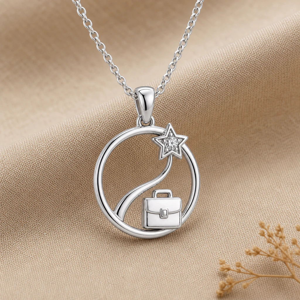 Career Path Star Birthstone Pendant Necklace in sterling silver