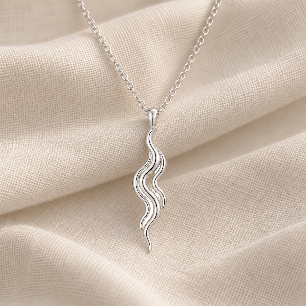 925 sterling silver aurora vein pendant necklace on cream fabric