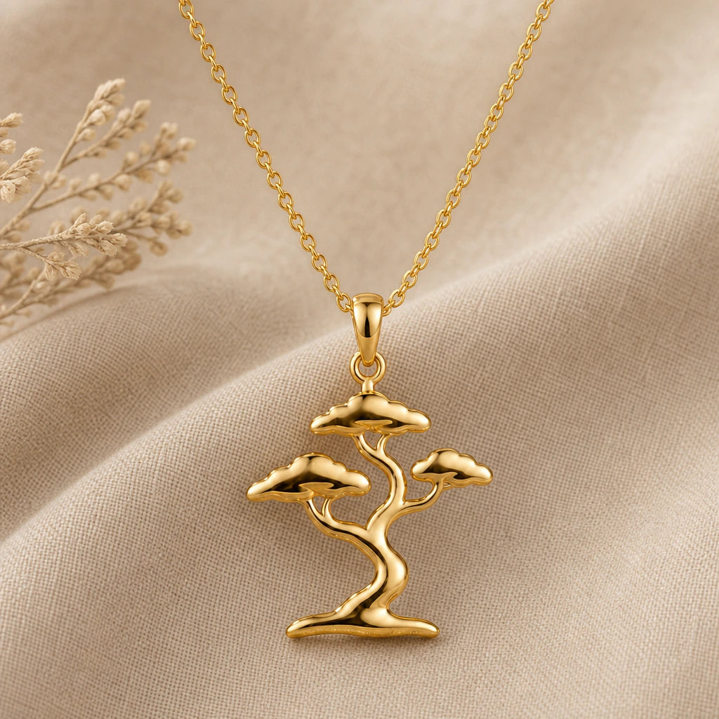 Bonsai tree pendant necklace in 18k gold plated sterling silver