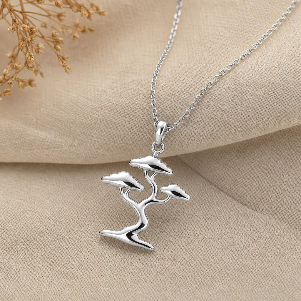 Bonsai tree pendant necklace in 925 sterling silver