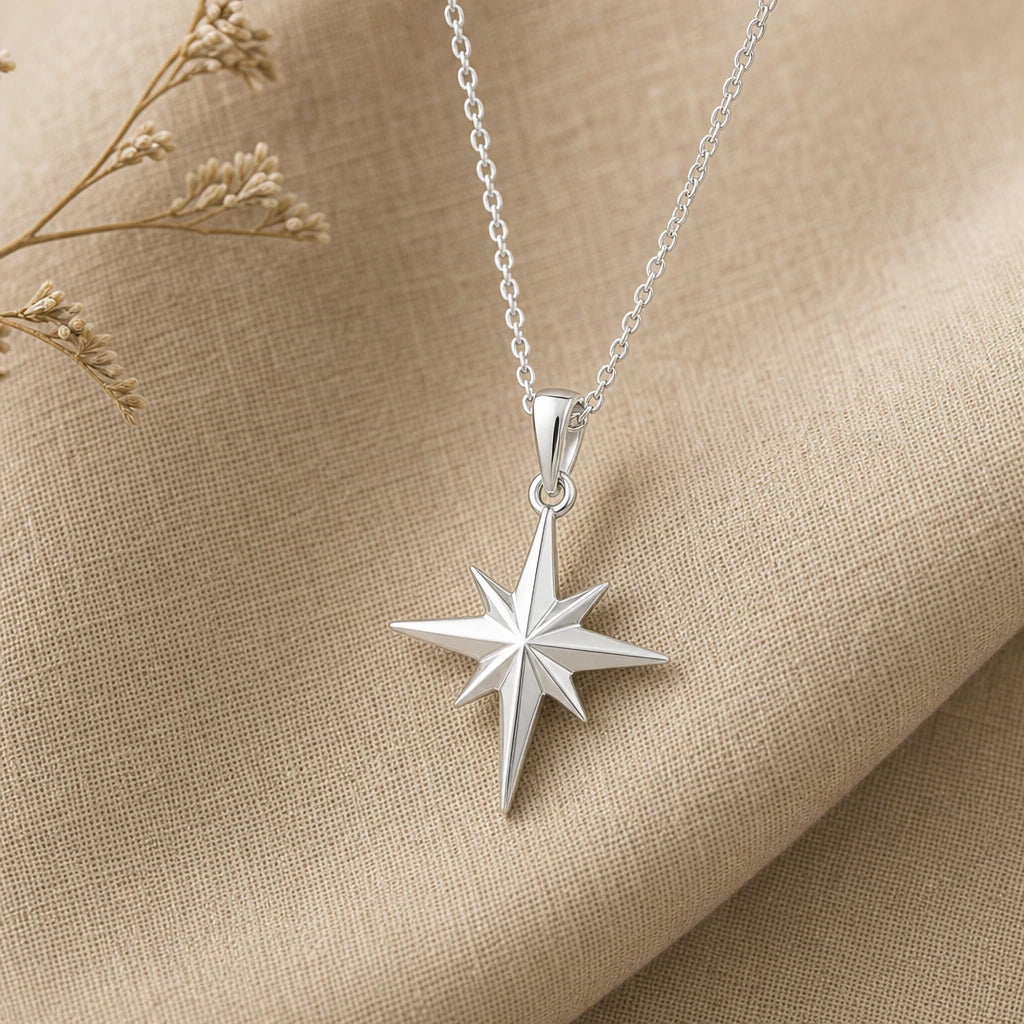 North Star Pendant Necklace in sterling silver, second view