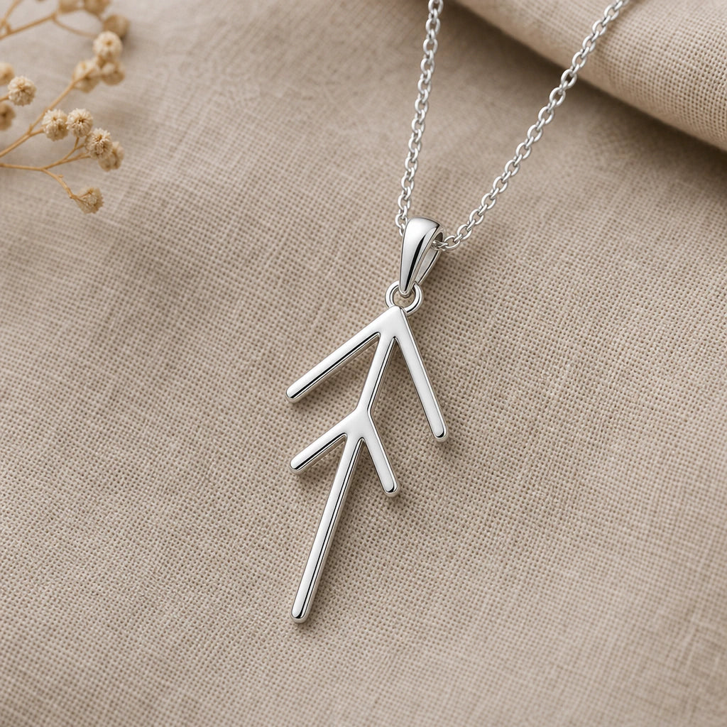 Viking Divine Energy and Protection Rune Pendant Necklace in sterling silver