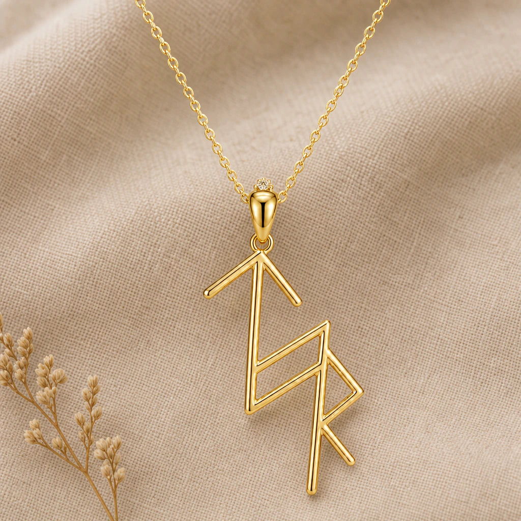 Viking Justice and Honour Bind Rune Pendant Necklace in 18k gold plated sterling silver