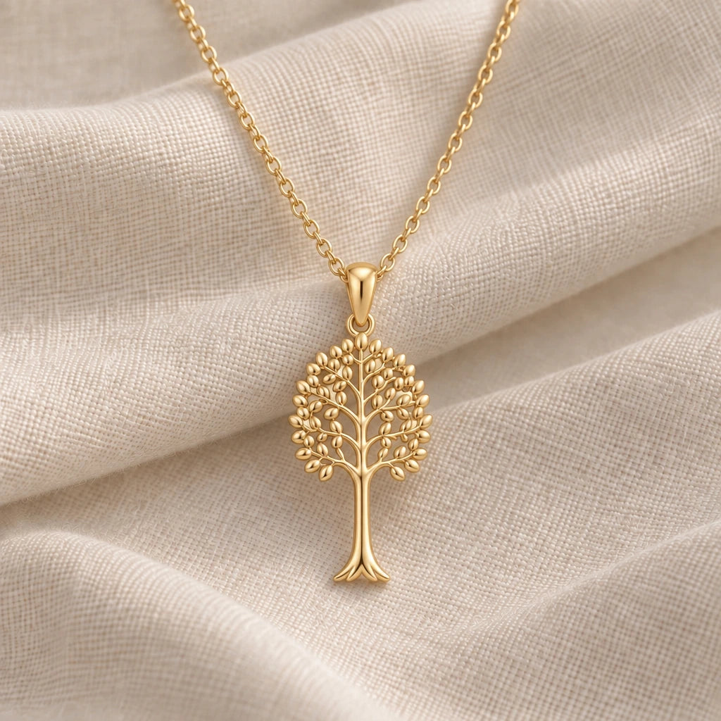 Aspen Glow Tree pendant necklace in an 18k gold plated finish