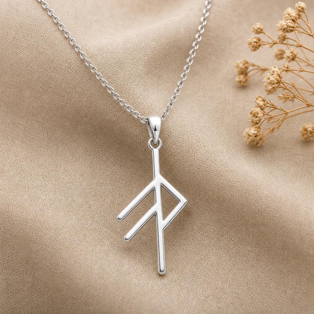 Viking Grace Bind Rune Pendant Necklace in sterling silver
