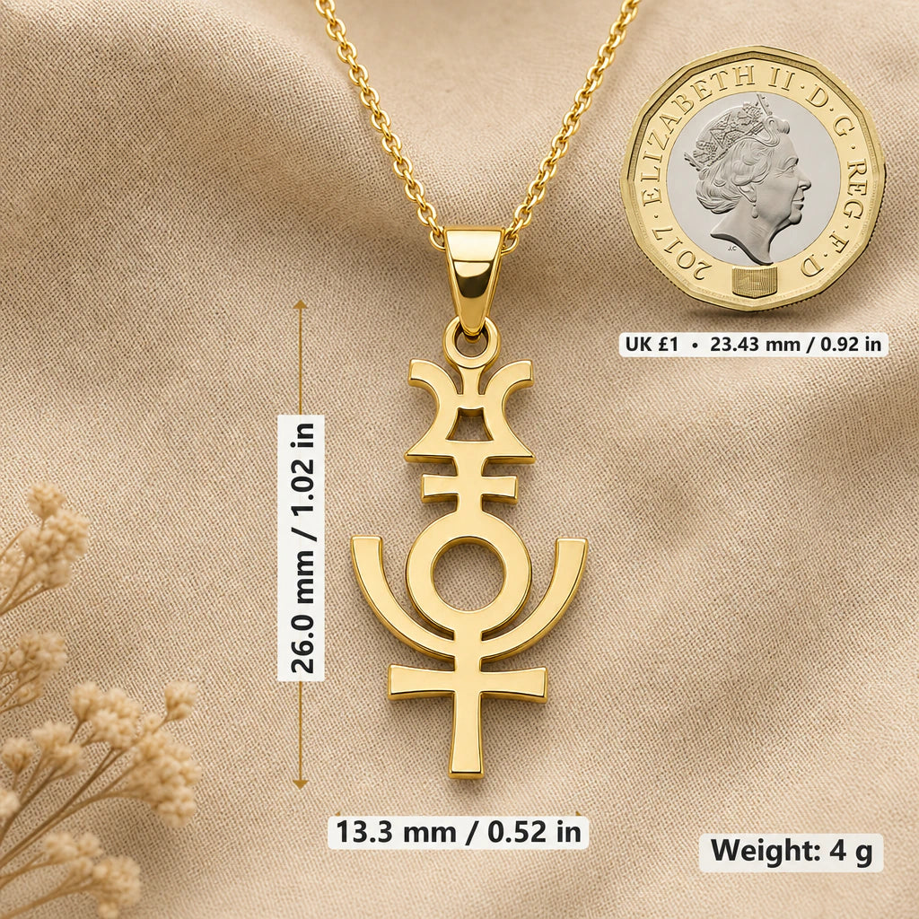 Serapis Symbol Pendant Necklace size guide, 26 by 13.3 mm