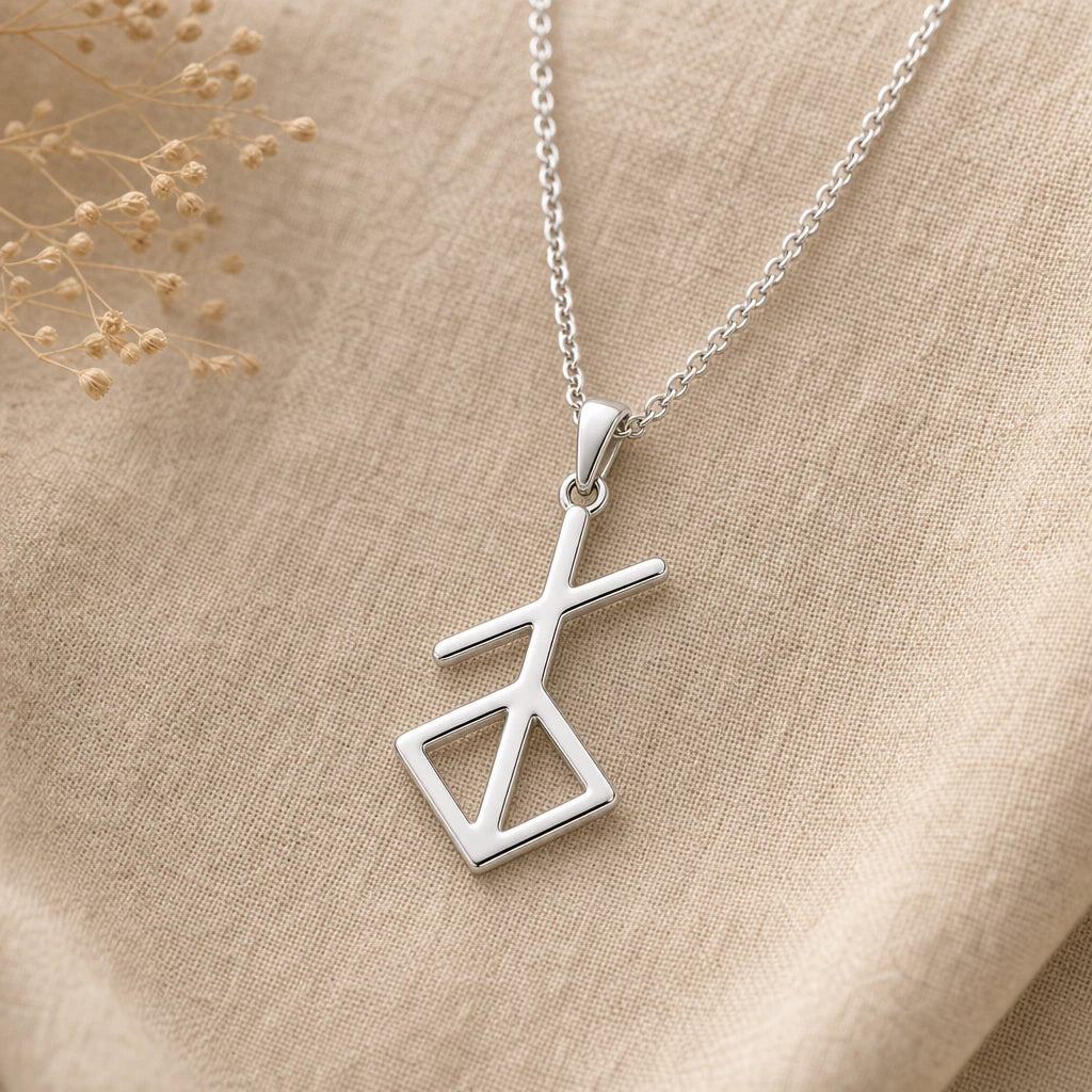 Norse Renewal Symbol Pendant Necklace in sterling silver, second view