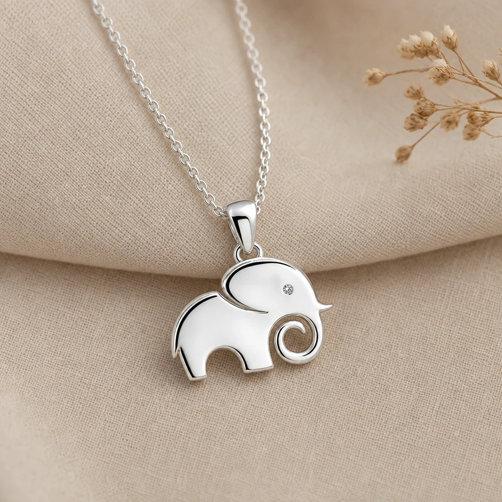 Lucky Elephant Pendant Necklace in sterling silver