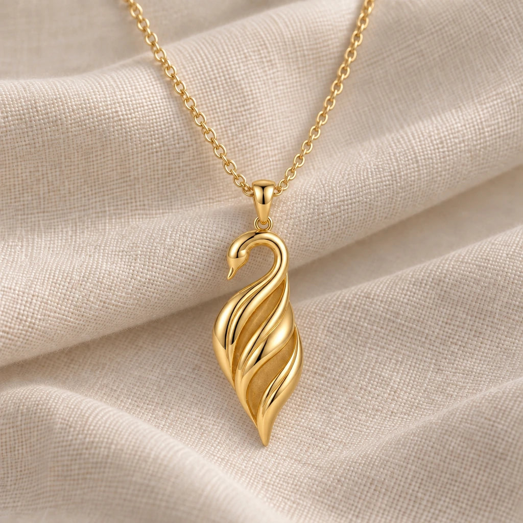 Swan Veil pendant necklace in an 18k gold plated finish