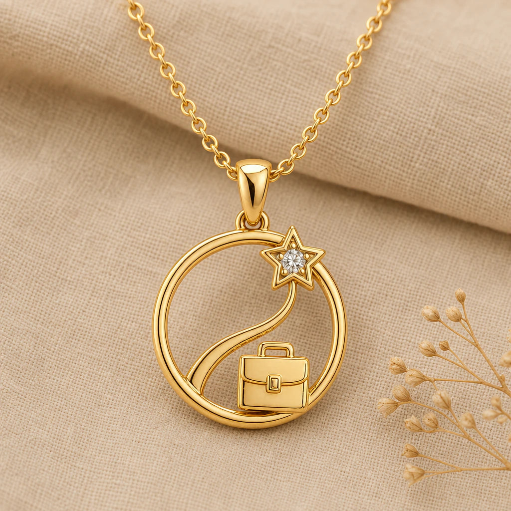 Career Path Star Birthstone Pendant Necklace in 18k gold plated sterling silver