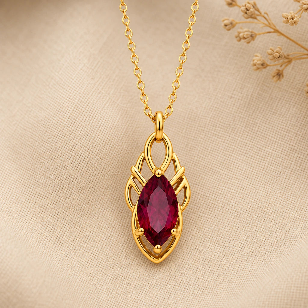 Elven Spire Birthstone Pendant Necklace in 18k gold plated sterling silver