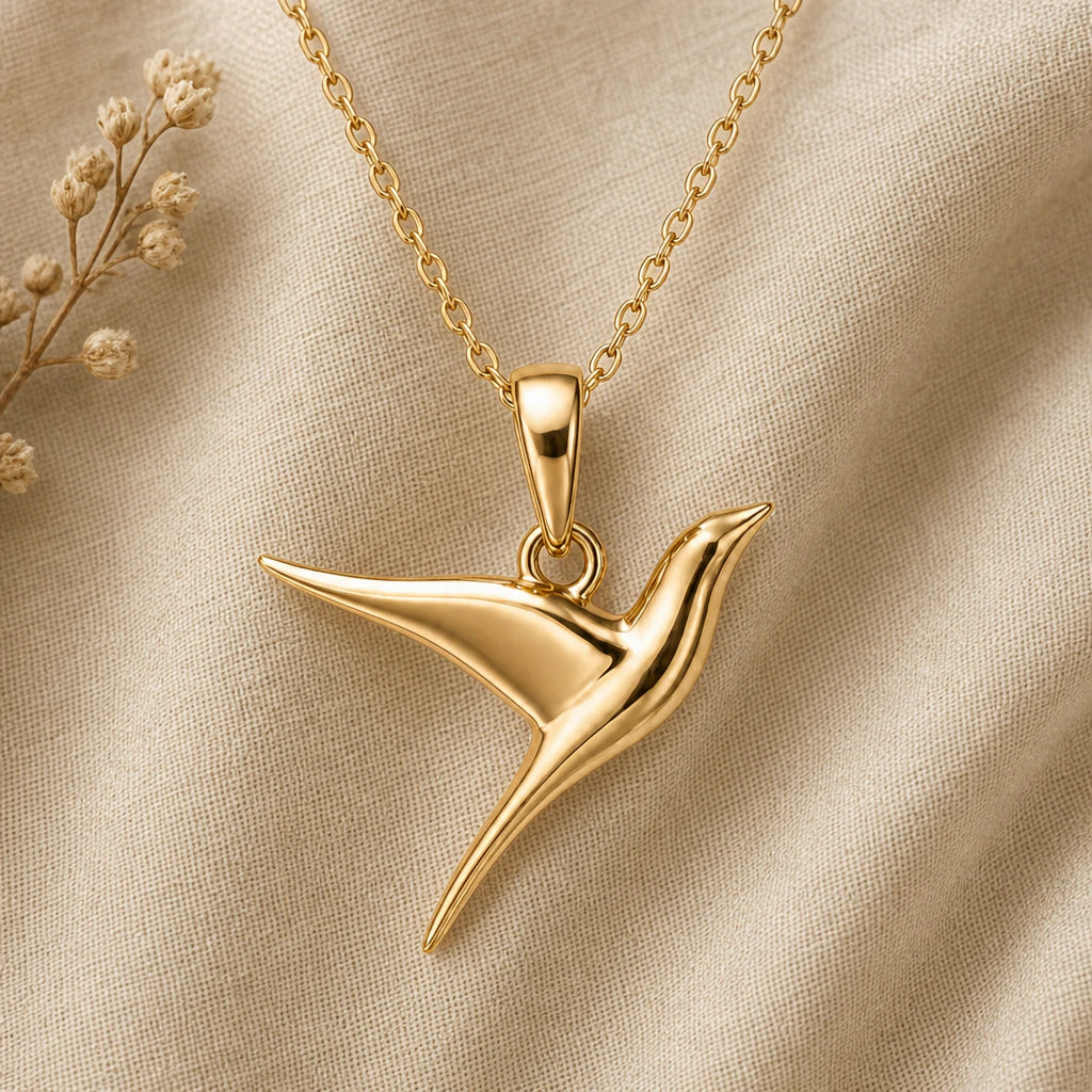 Hummingbird Flight Pendant Necklace in 18k gold plated sterling silver