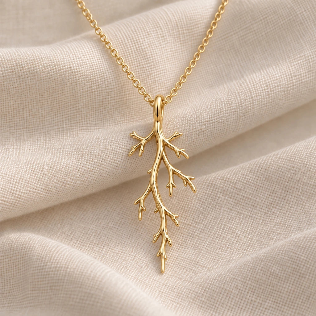 Mystic Forest Branch pendant necklace in an 18k gold plated finish