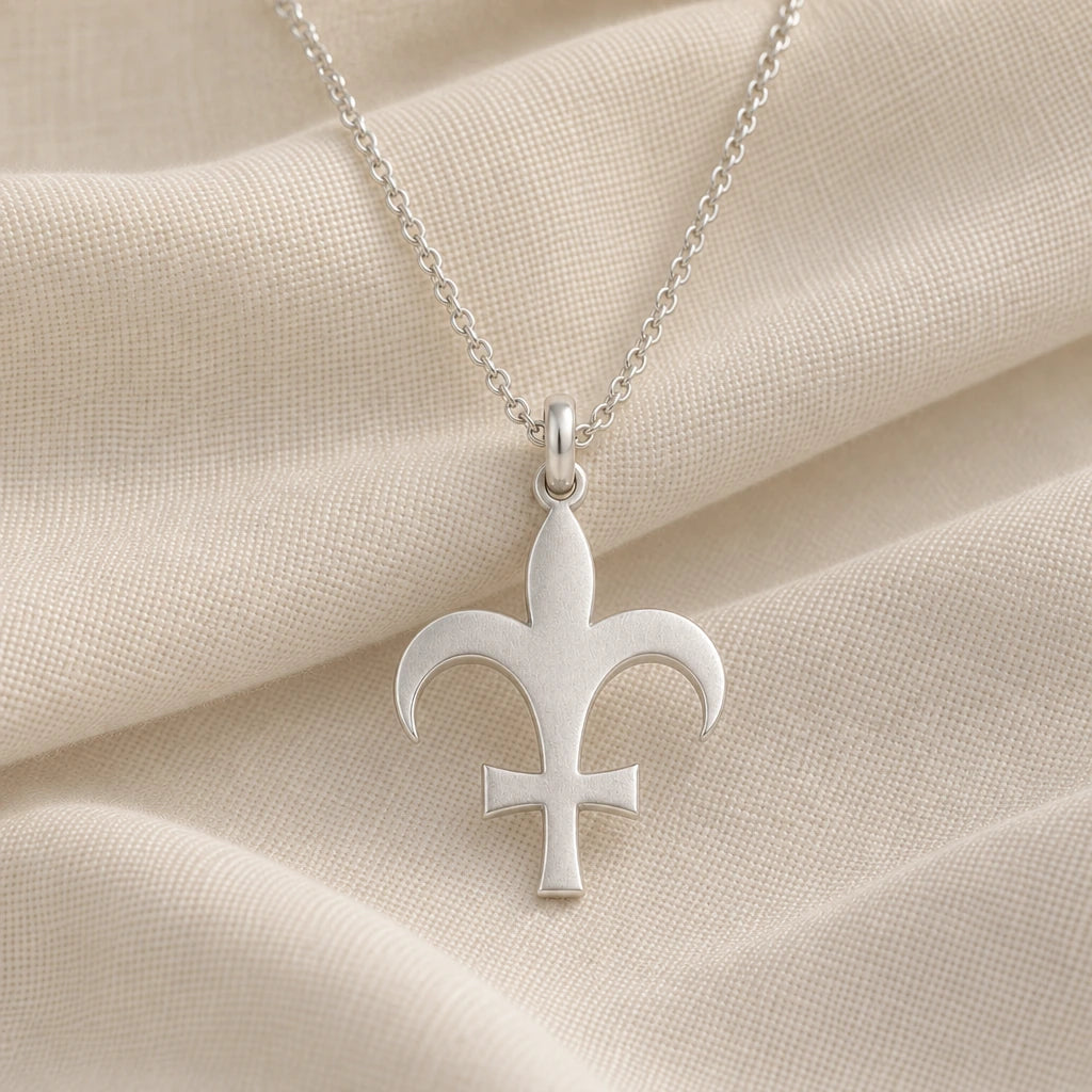 925 sterling silver lutetia asteroid symbol pendant necklace on cream fabric