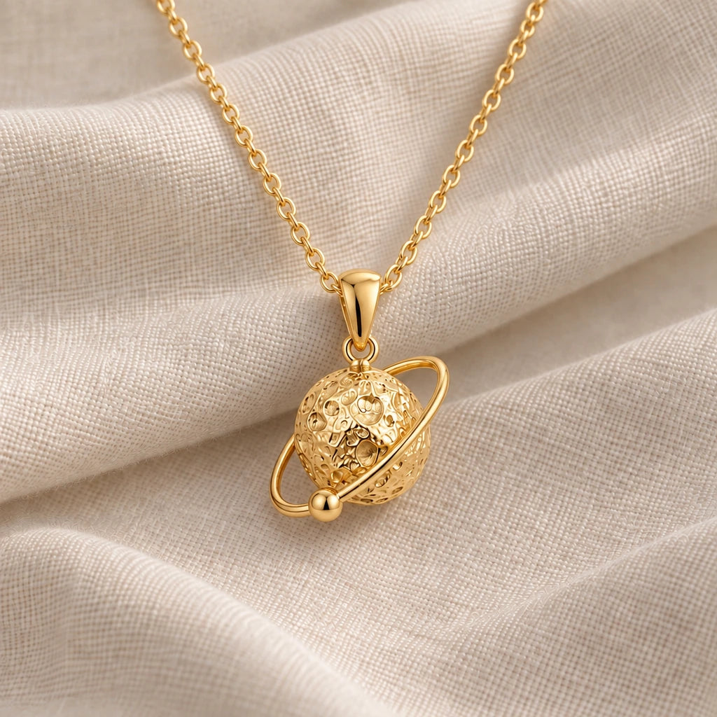Asteroid Orbit pendant necklace in an 18k gold plated finish