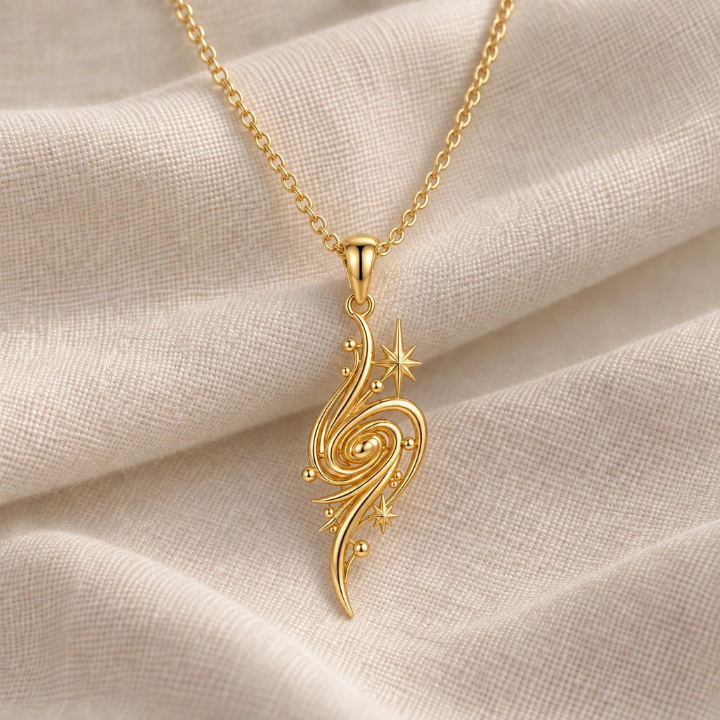 Golden Nebula pendant necklace in an 18k gold plated finish