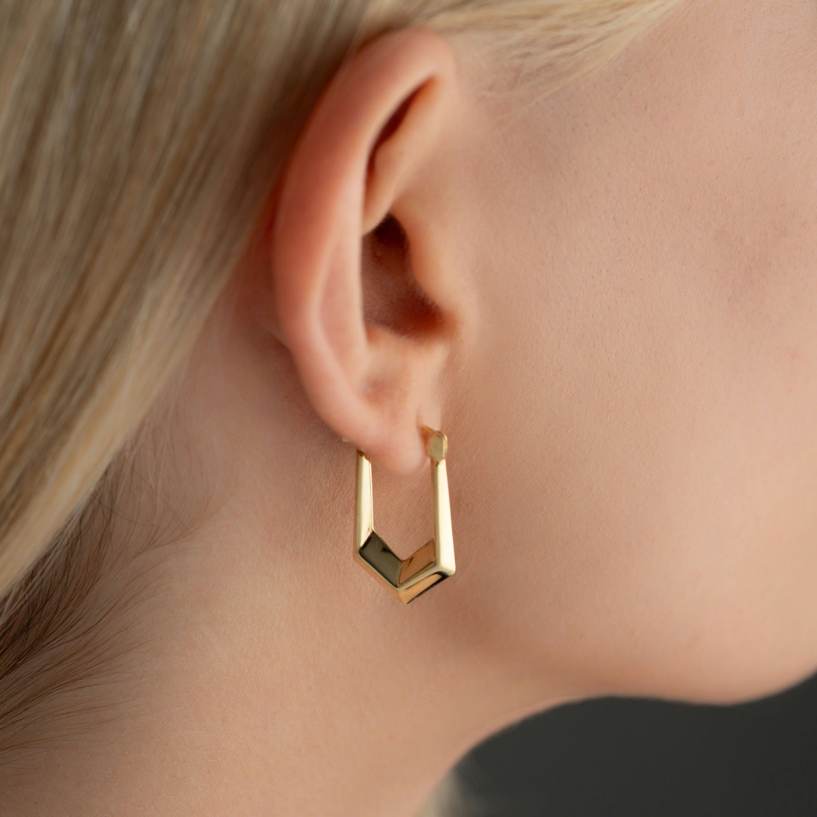 Pentagonal Creole Hoop Earrings