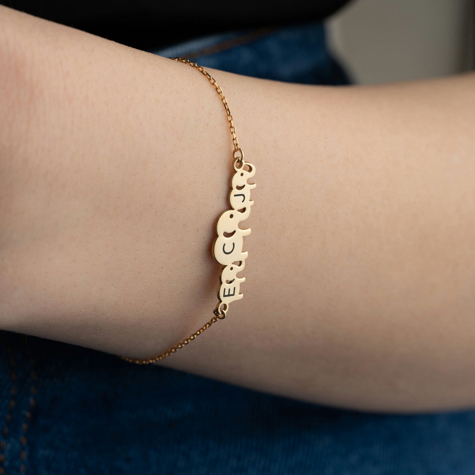 Mama & Kids Elephant Bracelet With Initials