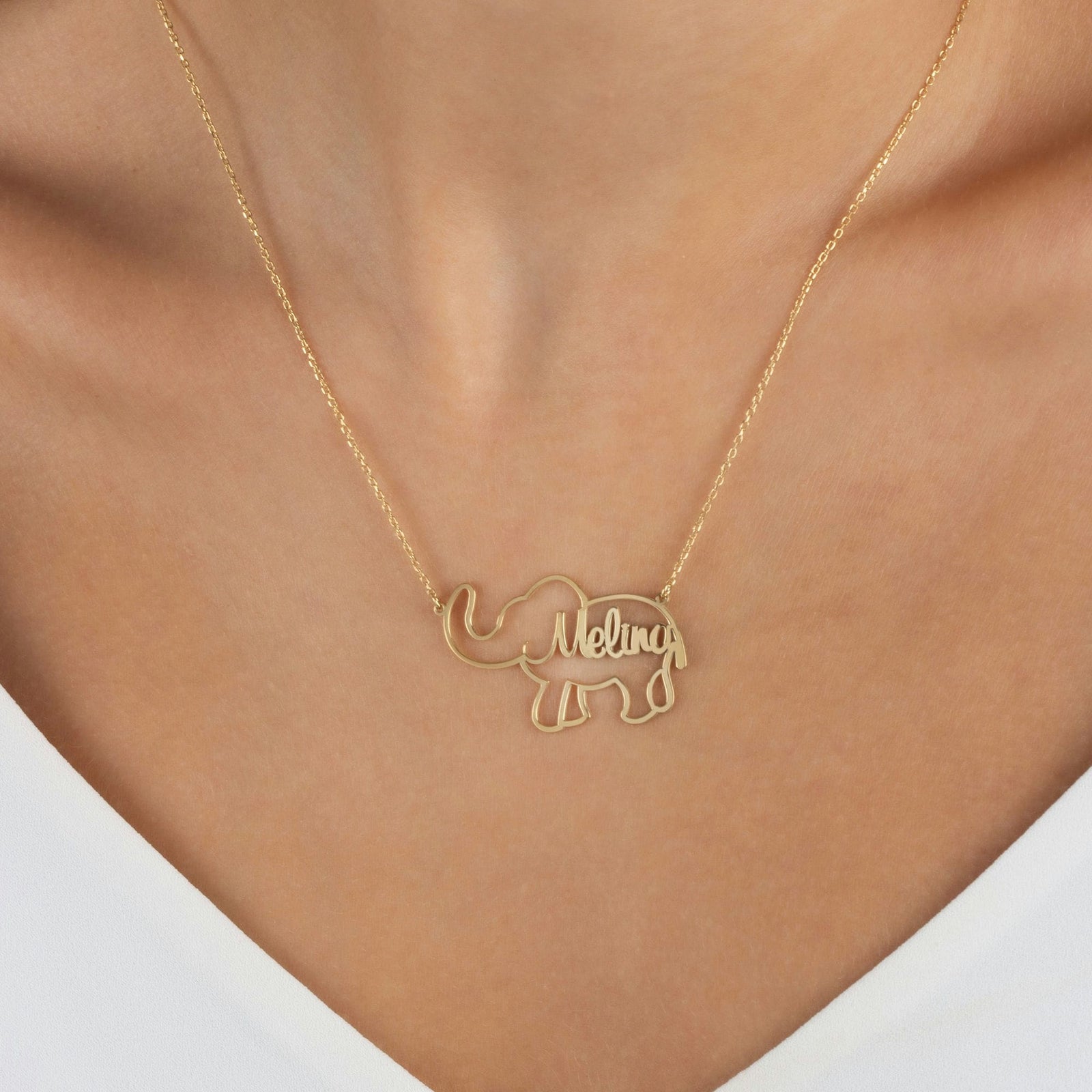 Elephant Necklace With Name